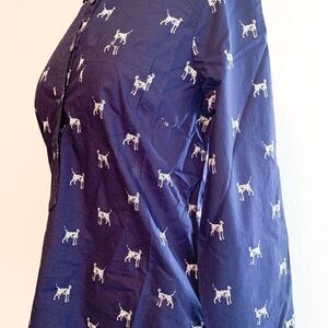 J Crew Classic fit navy dalmation print popover